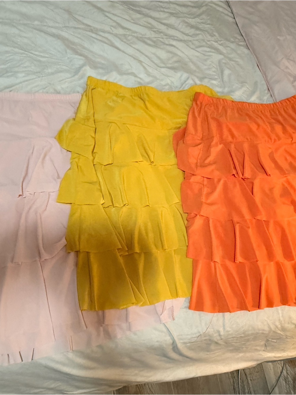 Ruffled Tiered Skirts - Pink, Yellow, Orange
